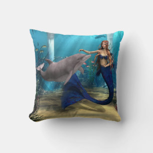 Mermaid and Dolphin Cushion