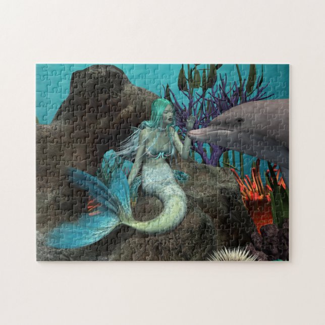 Mermaid and Dolphin Jigsaw Puzzle (Horizontal)