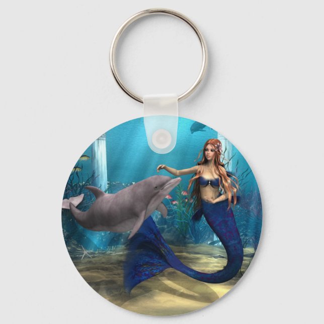 Mermaid and Dolphin Key Ring (Front)