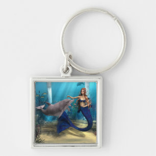 Mermaid and Dolphin Key Ring