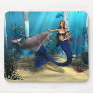 Mermaid and Dolphin Mouse Pad