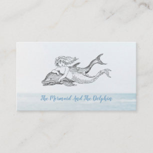 Mermaid and Dolphin Nautical Business Card