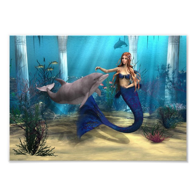 Mermaid and Dolphin Photo Print (Front)