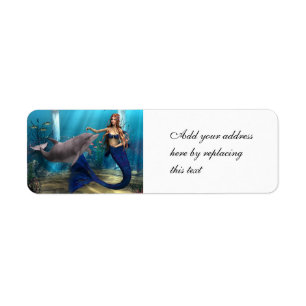 Mermaid and Dolphin Return Address Label