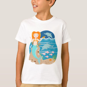 Mermaid and dolphins birthday party T-Shirt