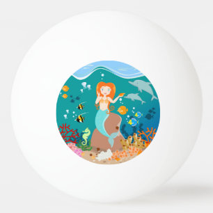Mermaid and dolphins under the sea birthday party ping pong ball
