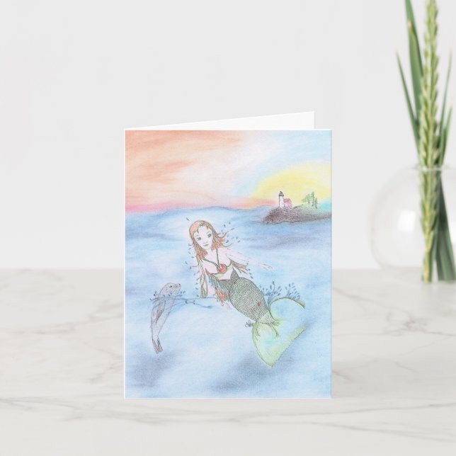 Mermaid and friend note card (Front)