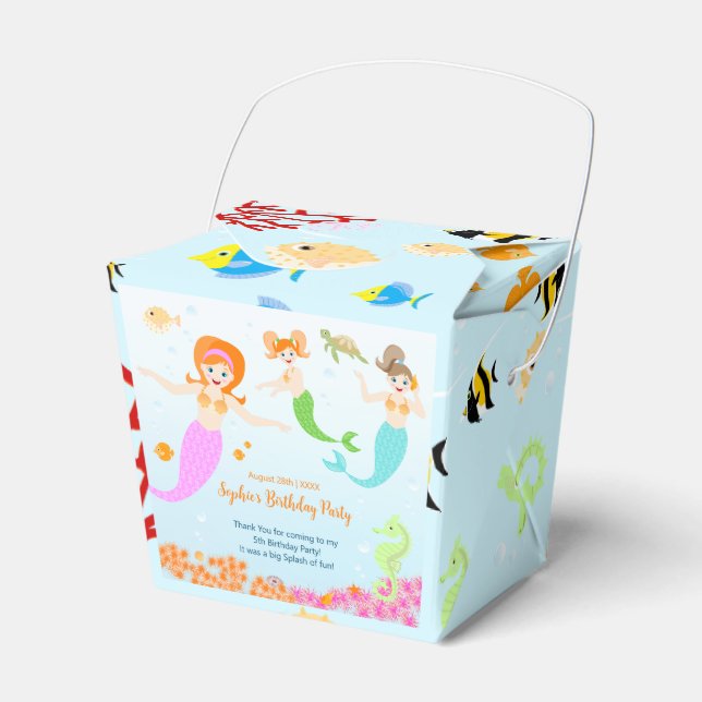 Mermaid and friends girly Birthday Party Favour Box (Front Side)