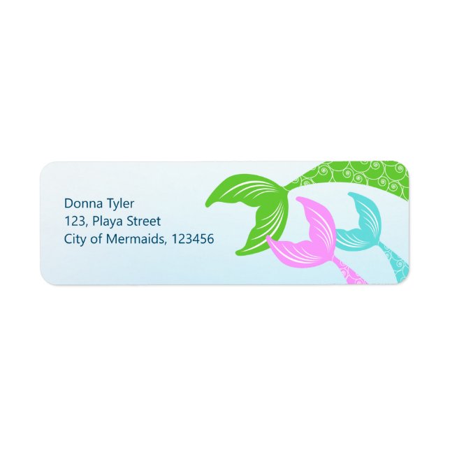 Mermaid and friends girly Birthday Party Return Address Label (Front)
