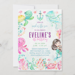 Mermaid and Friends Under the Sea Invitation