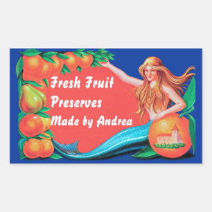 Mermaid and Fruit Custom Crate Art Stickers