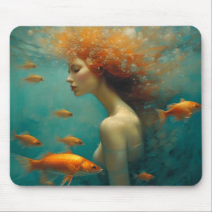 Mermaid and Goldfish Mouse Pad