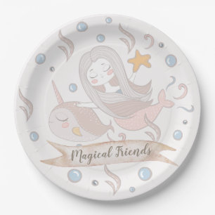 Mermaid and Narwhal Custom Party Paper Plates