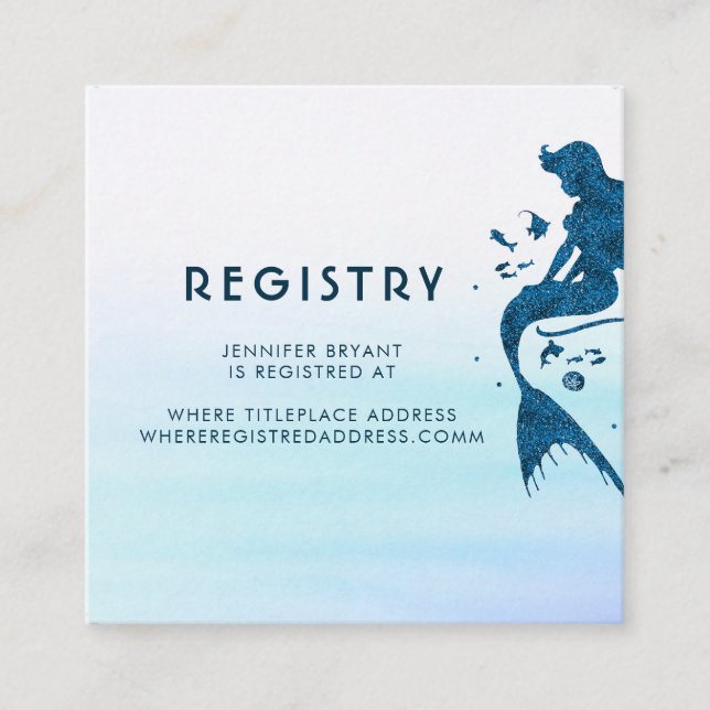 Mermaid and Ocean Watercolors Registry Enclosure Card (Front)