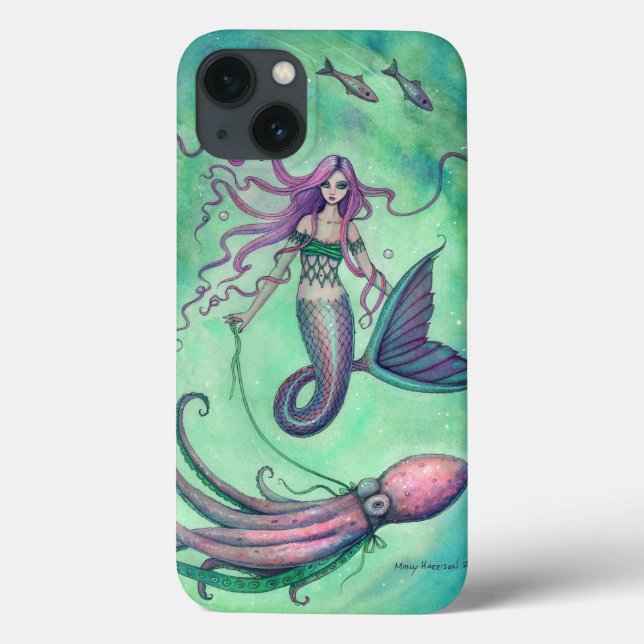 Mermaid and Octopus Fantasy Art Illustration Case-Mate iPhone Case (Back)