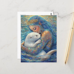 Mermaid and Otter Postcard