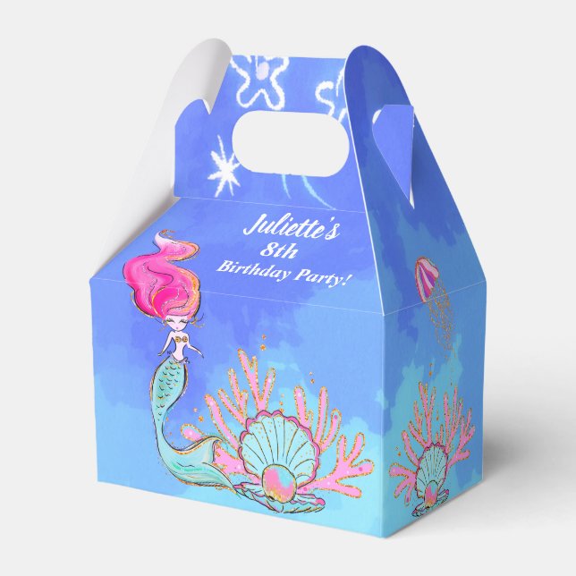 Mermaid And Pearl Clam Birthday Favour Box (Back Side)