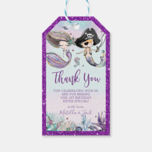 Mermaid and Pirate Joint Birthday Thank You Favor Gift Tags