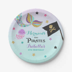 Mermaid And Pirate Paper Party Plates