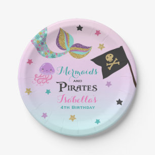 Mermaid And Pirate Paper Party Plates