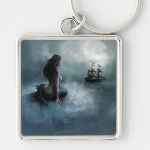 Mermaid and Pirate Ship Key Ring