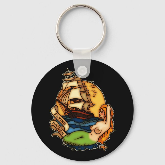 Mermaid and Pirate Ship Key Ring (Front)