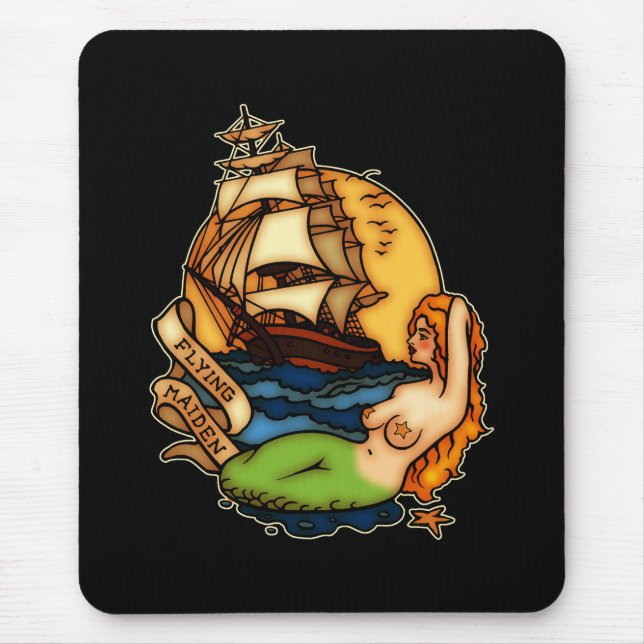Mermaid and Pirate Ship Mouse Pad (Front)
