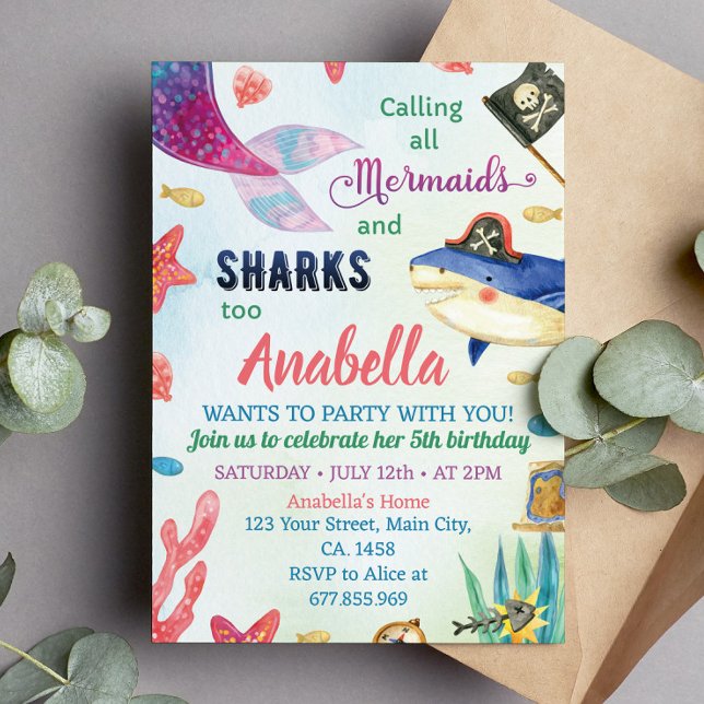 Mermaid And Pirates Birthday Invitation (Creator Uploaded)