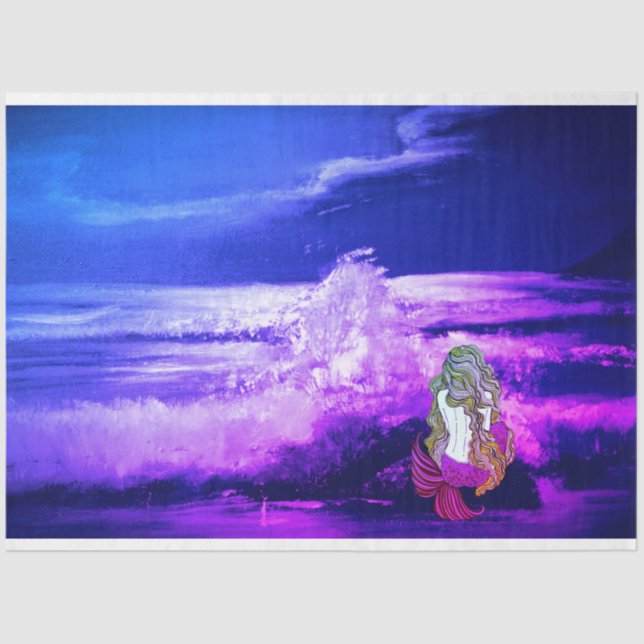 Mermaid and Purple Sea Tissue and Decoupage Paper (Front)