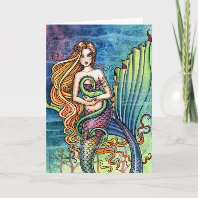 Mermaid and Sea Dragon Card by Molly Harrison (Front)