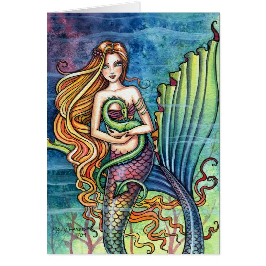 Mermaid and Sea Dragon Card by Molly Harrison