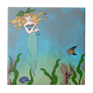 Mermaid and seal tile