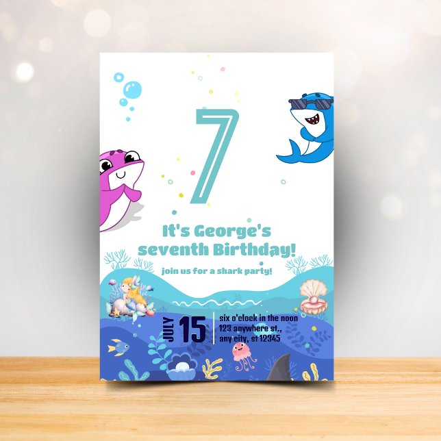Mermaid and Shark Birthday Invitation (Creator Uploaded)