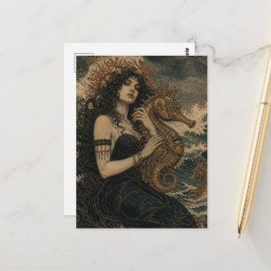 Mermaid and Steampunk Seahorses Postcard