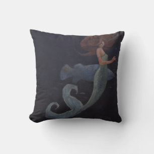 Mermaid and the Blue Fish Cushion