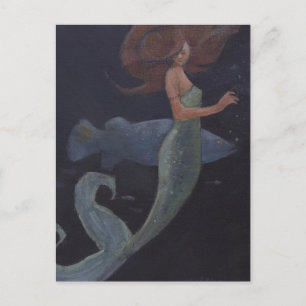 Mermaid and the Blue Fish Postcard