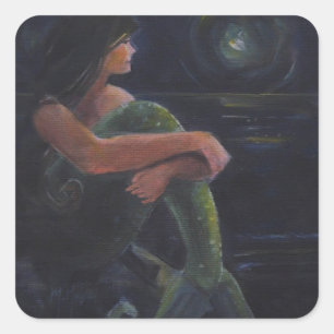 Mermaid and the Moon Square Sticker