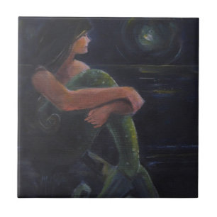 Mermaid and the Moon Tile