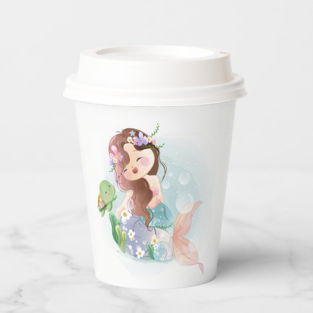 Mermaid and Turtle  Paper Cups (Front)