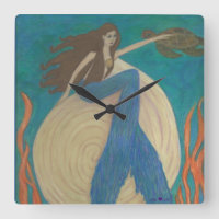 Mermaid and Turtle Wall Clock