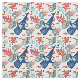 Mermaid and Whale-shark Fabric