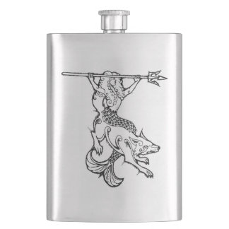 Mermaid and Wolf Flask