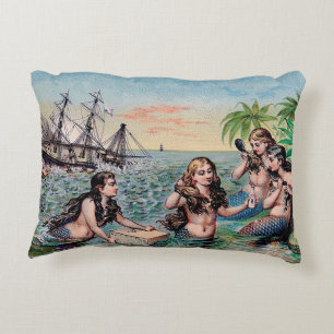 Mermaid Antique Magic Nautical Ocean Decorative Cushion