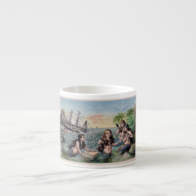 Mermaid Antique Magic Nautical Ocean Espresso Cup (Front)