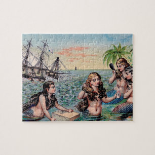 Mermaid Antique Magic Nautical Ocean Jigsaw Puzzle