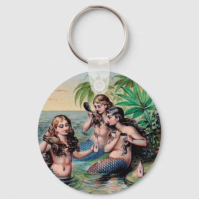 Mermaid Antique Magic Nautical Ocean Key Ring (Front)