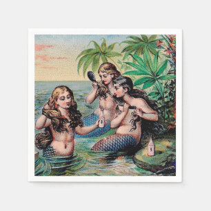 Mermaid Antique Magic Nautical Ocean Napkin