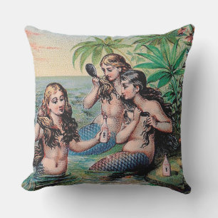 Mermaid Antique Magic Nautical Ocean Outdoor Cushion