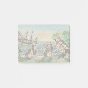 Mermaid Antique Magic Nautical Ocean Post-it Notes