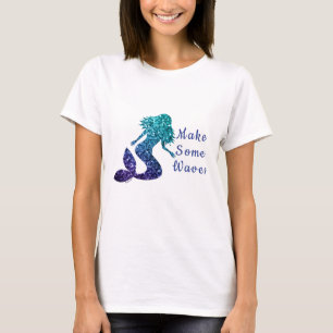 Mermaid aqua blue ombre Sparkles Make some Waves T-Shirt